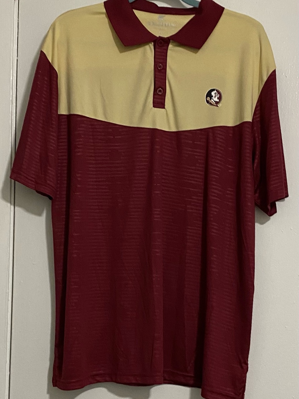 Colosseum Men's Maroon and Gold Panel Polo